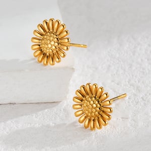 1 Pair Simple Fashionable Style Plant Shape Stainless Steel  Gold Color Women's Stud Earrings h5 Picture2